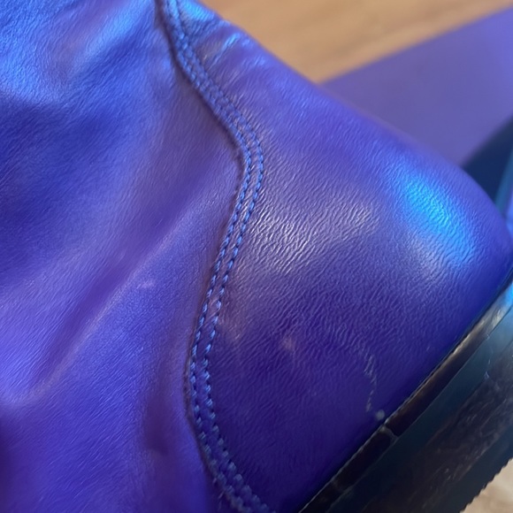 PURPLE LEATHER sz6 Prince lace up 80s 90s ankle boots flat soft almond toe - Picture 6 of 7
